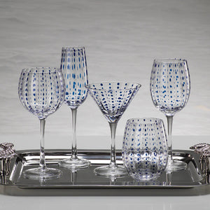 Blue Dots Wine Goblet