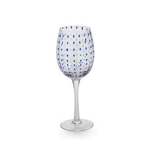 Blue Dots Wine Glass