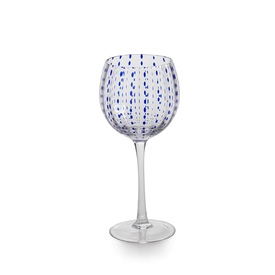 Blue Dots Wine Goblet
